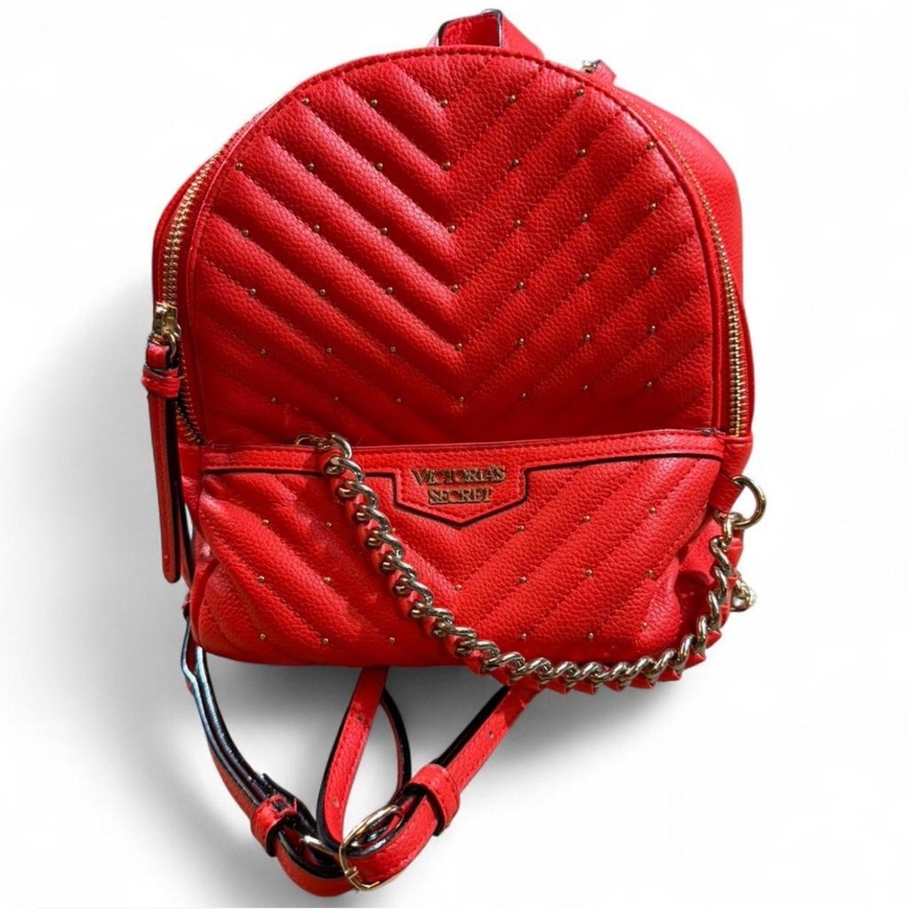 Victoria's Secret Scarlet red Quilted stuffed mini Backpack like new